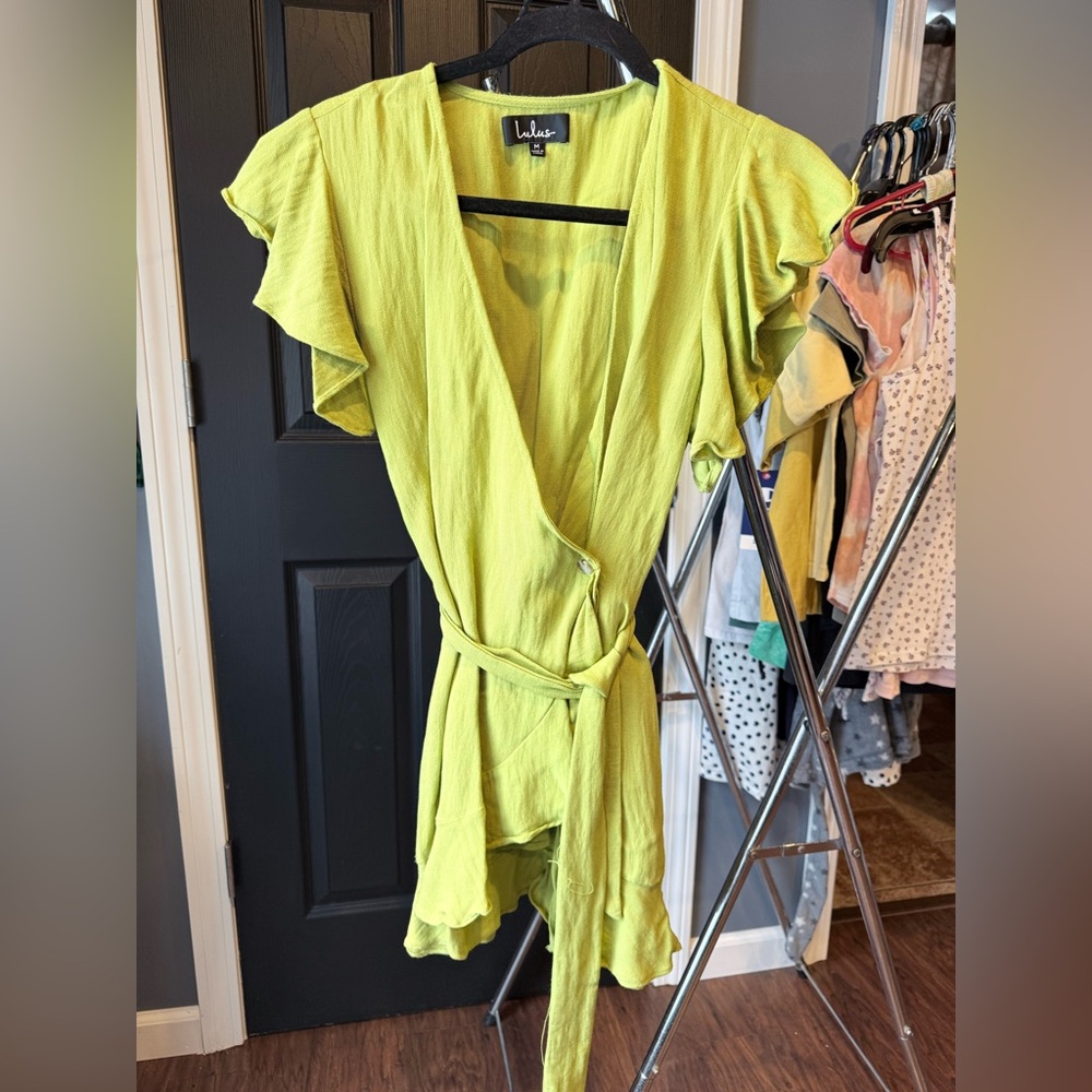 Lulu's Lime Green Wrap Dress